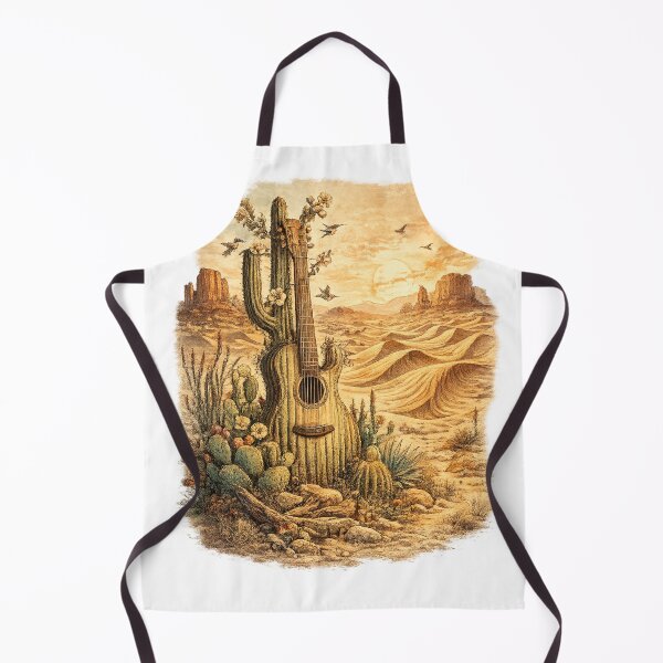 Item preview, Desert Dunes as Sound Waves | Cactus Guitar | Southwestern Boho Music Illustration designed and sold by NatureHarmony16.