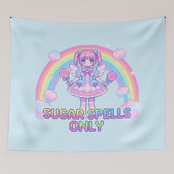Item preview, "Sugar Spells Only" - Cute Pixel Art Magical Girl (Pastel Rainbow) designed and sold by PotionPixelArt.