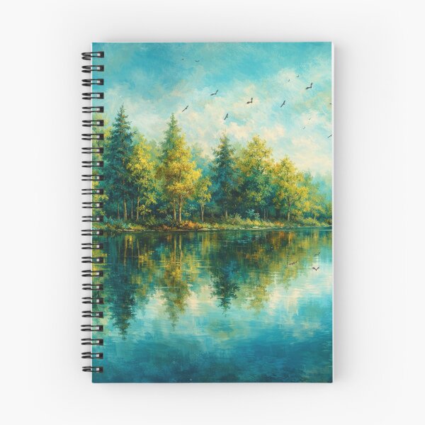 Item preview, Teal Forest Lake Reflection Landscape Print designed and sold by Joey Santiago.