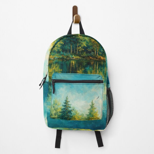 Item preview, Teal Forest Lake Reflection Landscape Print designed and sold by Joey Santiago.