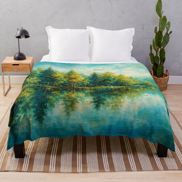 Item preview, Teal Forest Lake Reflection Landscape Print designed and sold by Joey Santiago.