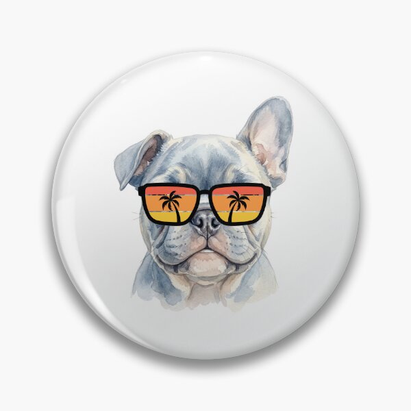 Item preview, Cool French Bulldog Puppy in Sunset Sunglasses Watercolor Portrait designed and sold by VibranPalette.
