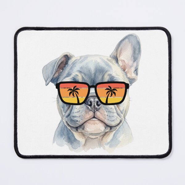Item preview, Cool French Bulldog Puppy in Sunset Sunglasses Watercolor Portrait designed and sold by VibranPalette.