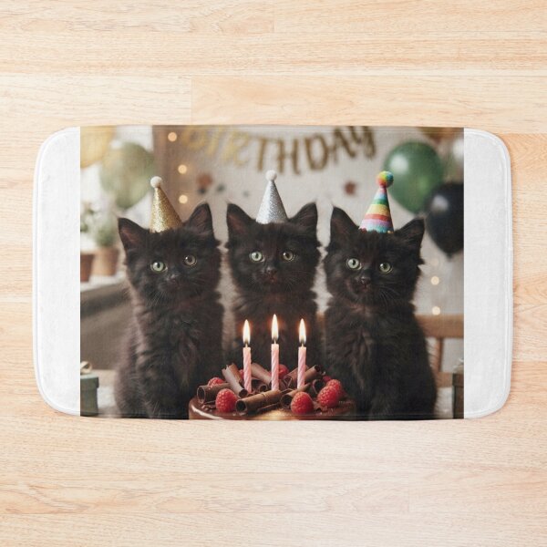 Item preview, Cozy Black Kitten Birthday Celebration – Festive Cat Decor designed and sold by Fatomfatom.