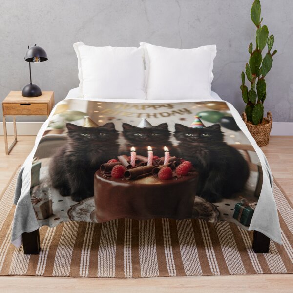 Item preview, Cozy Black Kitten Birthday Celebration – Festive Cat Decor designed and sold by Fatomfatom.