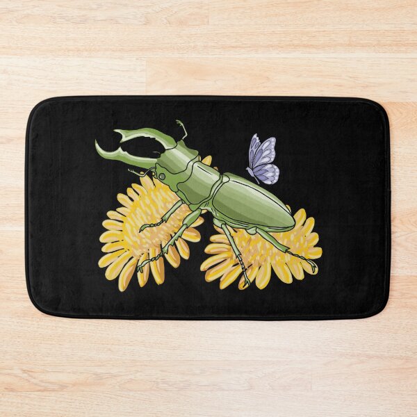 Item preview, Stag Beetle Art on Wildflowers with Butterfly designed and sold by LeshanArt.