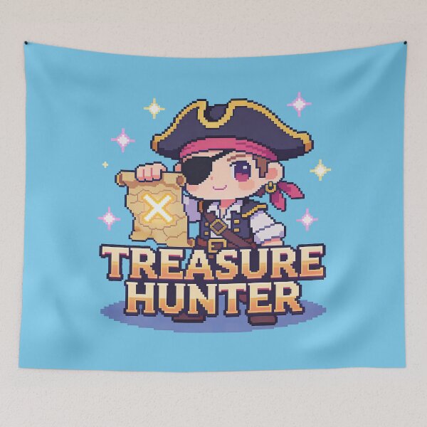 Item preview, Cute Pirate Treasure Hunter Pixel Art (Chibi Adventure) designed and sold by PotionPixelArt.