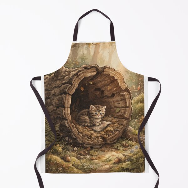 Item preview, Tiny Kitten Resting in a Giant Hollow Log Miniature Illustration designed and sold by DuckOddity.