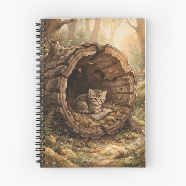 Item preview, Tiny Kitten Resting in a Giant Hollow Log Miniature Illustration designed and sold by DuckOddity.