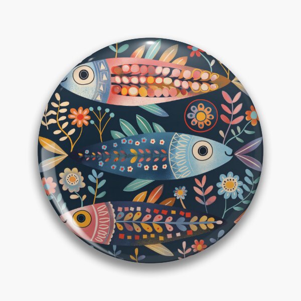 Item preview, Scandinavian Folk Art, Floral Sardines designed and sold by xiao xuans.