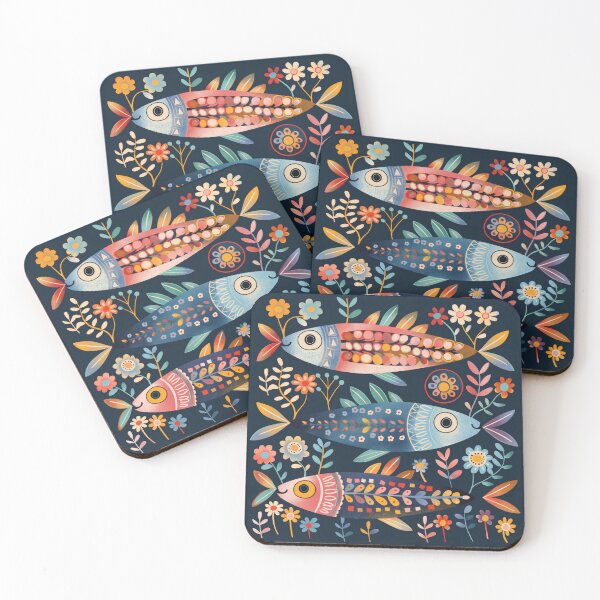 Item preview, Scandinavian Folk Art, Floral Sardines designed and sold by xiao xuans.