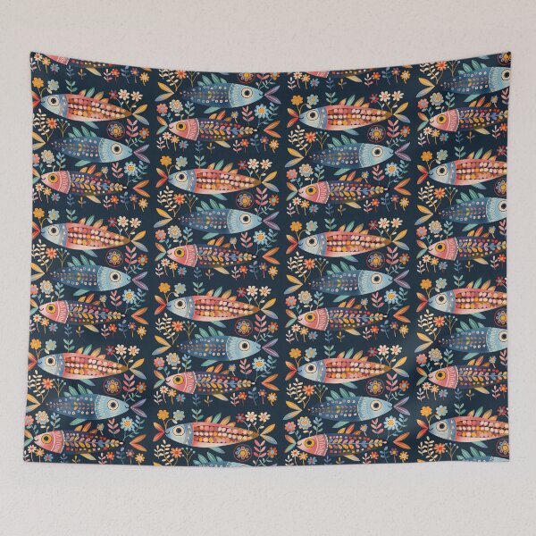 Item preview, Scandinavian Folk Art, Floral Sardines designed and sold by xiao xuans.