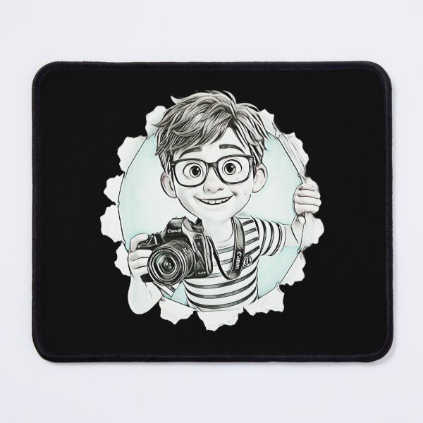 Item preview, Cute Cartoon Boy Photographer DSLR Camera Torn Paper Graphic designed and sold by Dream Weave Studio.