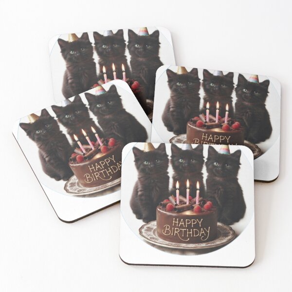 Item preview, Three Black Kittens Birthday Party – Cute Cat Sticker designed and sold by Fatomfatom.