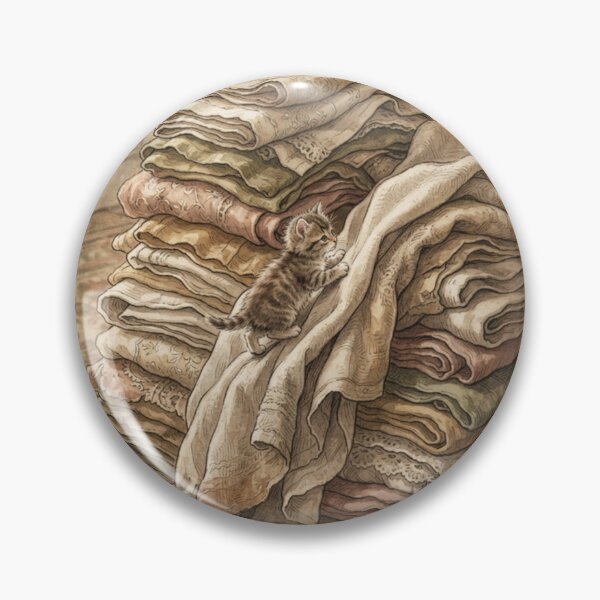 Item preview, Tiny Kitten Climbing Giant Folded Linen Laundry Miniature Illustration designed and sold by DuckOddity.