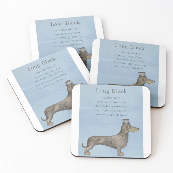 Item preview, Coffee Shop Coffees explained by Cats and Dogs Long Black Dachshund Print designed and sold by castawayscot.