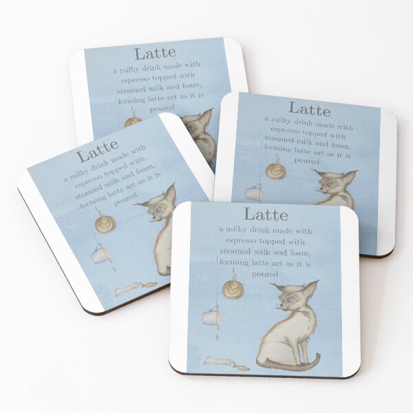 Item preview, Coffee Shop Coffees explained by Cats and Dogs Latte Siamese Print designed and sold by castawayscot.