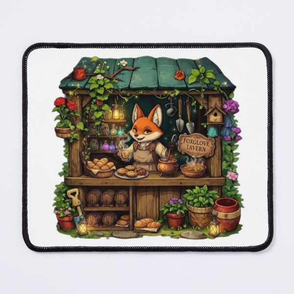 Item preview, Foxglove Tavern | Cozy Woodland Inn | Enchanted Fox Tavern Keeper | Fantasy Cottagecore Pub | Magical Forest Café | Whimsical Sticker designed and sold by MrDev.
