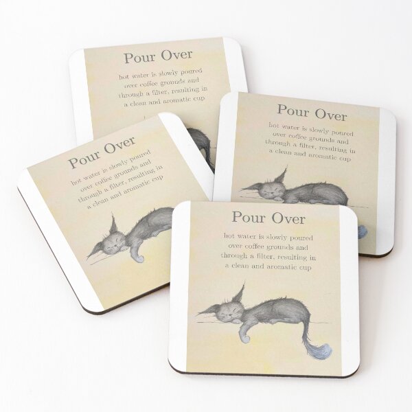 Item preview, Coffee Shop Coffees explained by Cats and Dogs Pour Over Print designed and sold by castawayscot.