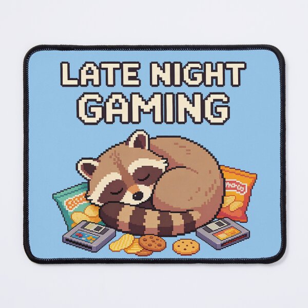 Item preview, Late Night Gaming Raccoon - Cozy Retro Pixel Art designed and sold by PotionPixelArt.