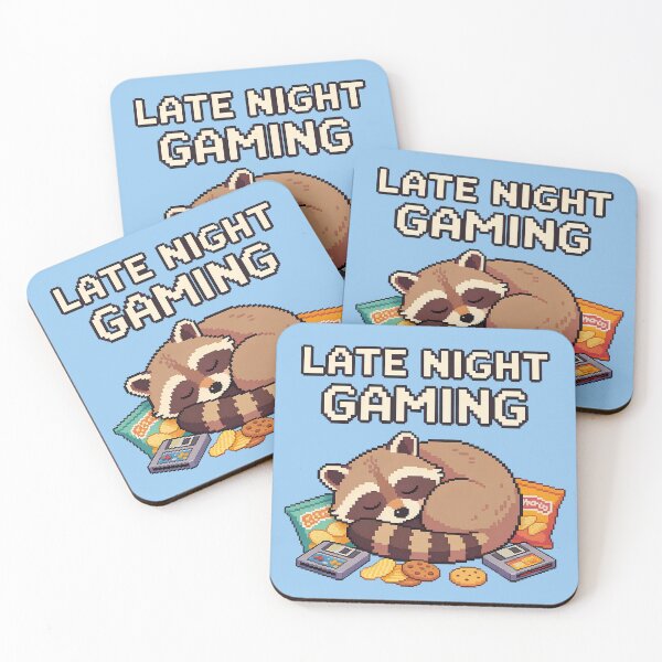 Item preview, Late Night Gaming Raccoon - Cozy Retro Pixel Art designed and sold by PotionPixelArt.