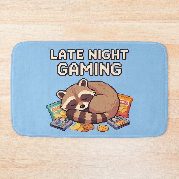 Item preview, Late Night Gaming Raccoon - Cozy Retro Pixel Art designed and sold by PotionPixelArt.