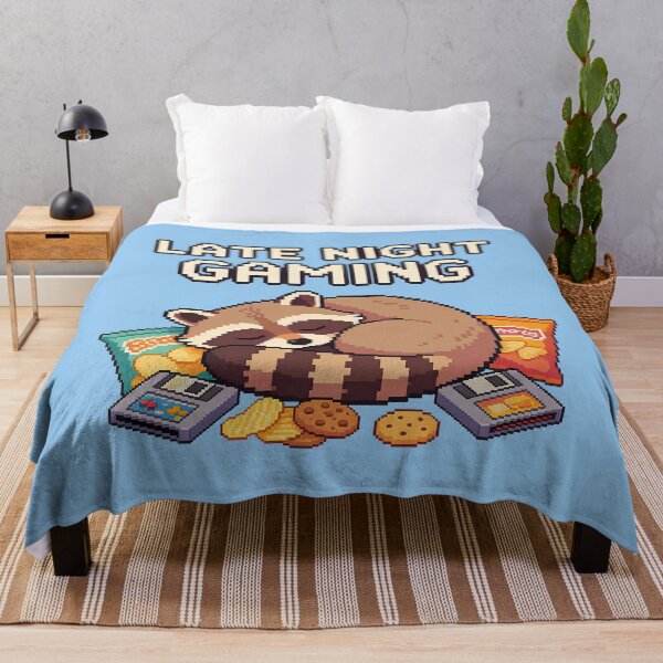 Item preview, Late Night Gaming Raccoon - Cozy Retro Pixel Art designed and sold by PotionPixelArt.