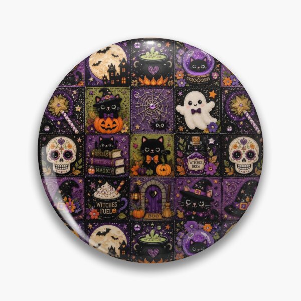 Item preview, Magical Halloween Patchwork - Witch Cats, Potions and Kawaii Haunted House designed and sold by Natalia-Vlad.