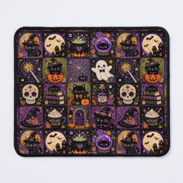 Item preview, Magical Halloween Patchwork - Witch Cats, Potions and Kawaii Haunted House designed and sold by Natalia-Vlad.