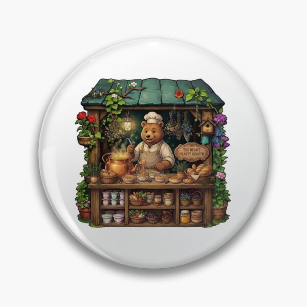 Item preview, The Bear's Hearty Hearth | Cozy Woodland Soup Kitchen | Enchanted Bear Chef | Cottagecore Forest Café | Magical Tavern | Whimsical Sticker designed and sold by MrDev.