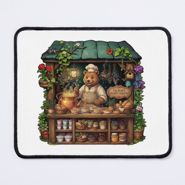 Item preview, The Bear's Hearty Hearth | Cozy Woodland Soup Kitchen | Enchanted Bear Chef | Cottagecore Forest Café | Magical Tavern | Whimsical Sticker designed and sold by MrDev.