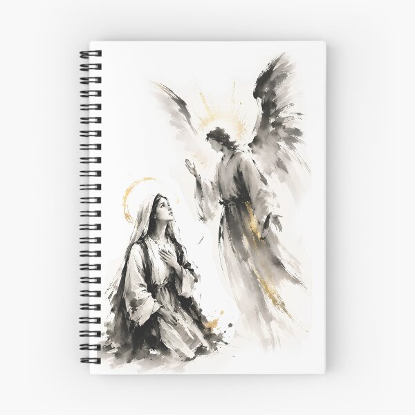 Item preview, The Annunciation Angel and Mary Ink Wash Art designed and sold by Phos Creatives.