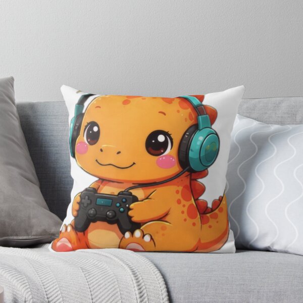 Item preview, Cute Gamer Dinosaur with Headphones designed and sold by DailyDoodlesBySumbul.