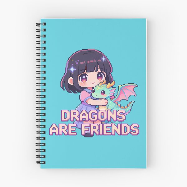 Item preview, "Dragons Are Friends" Cute Anime Girl Pixel Art - Fantasy Kawaii designed and sold by PotionPixelArt.
