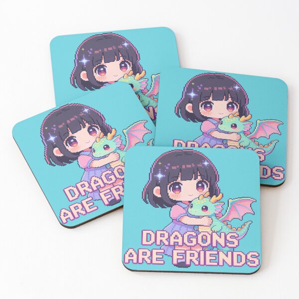 Item preview, "Dragons Are Friends" Cute Anime Girl Pixel Art - Fantasy Kawaii designed and sold by PotionPixelArt.
