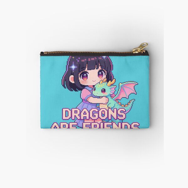 Item preview, "Dragons Are Friends" Cute Anime Girl Pixel Art - Fantasy Kawaii designed and sold by PotionPixelArt.
