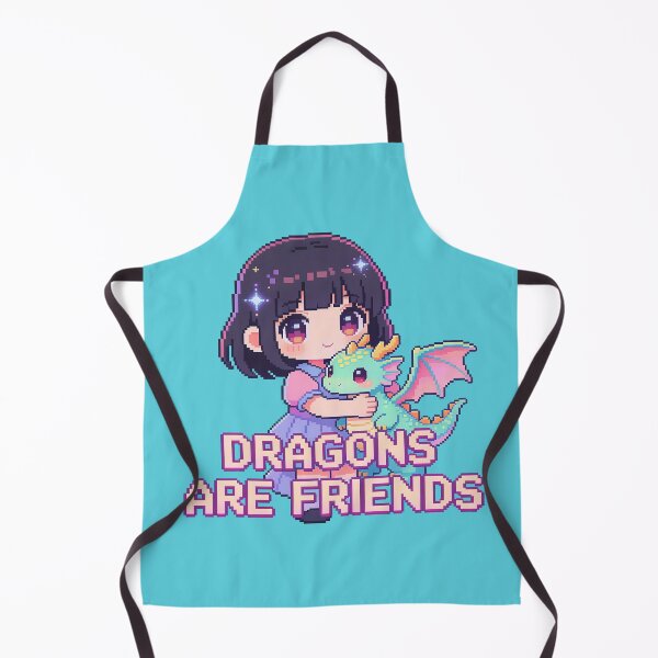Item preview, "Dragons Are Friends" Cute Anime Girl Pixel Art - Fantasy Kawaii designed and sold by PotionPixelArt.