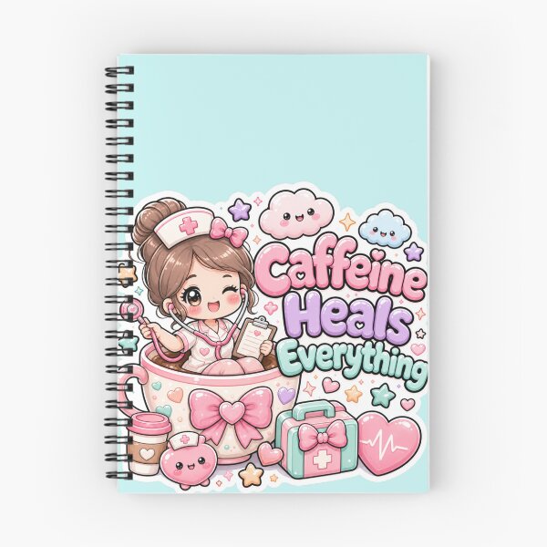 Item preview, Caffeine Heals Everything Cute Kawaii Chibi Nurse Doctor Life designed and sold by TheHappyCatStudio.