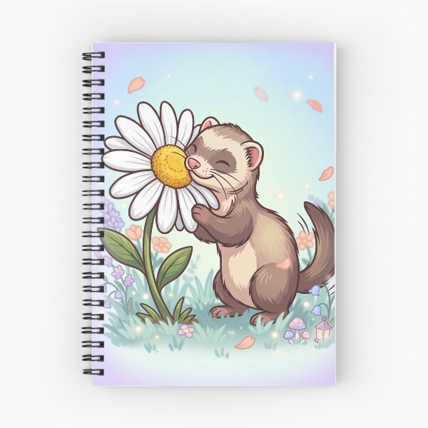 Item preview, “Ferret With Daisy – Pastel Fairy‑Garden Art” designed and sold by Divinedesignbydulce.
