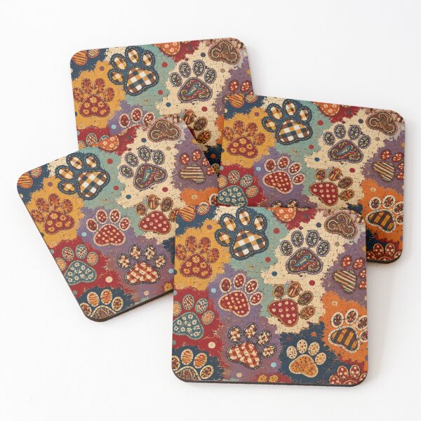 Item preview, Boho Paw Print Pattern Colorful Folk Art Design designed and sold by Mindworx21.