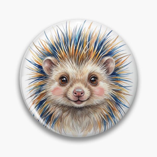 Item preview, Cute Porcupine with Colorful Electric Spikes Watercolor Portrait designed and sold by VibranPalette.