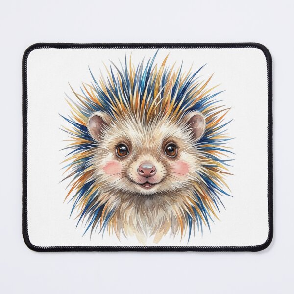 Item preview, Cute Porcupine with Colorful Electric Spikes Watercolor Portrait designed and sold by VibranPalette.