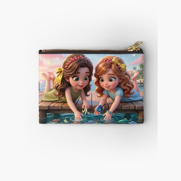 Item preview, Cute Girls Feeding Tropical Fish designed and sold by Azurart2.