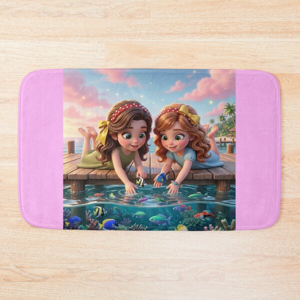 Item preview, Cute Girls Feeding Tropical Fish designed and sold by Azurart2.