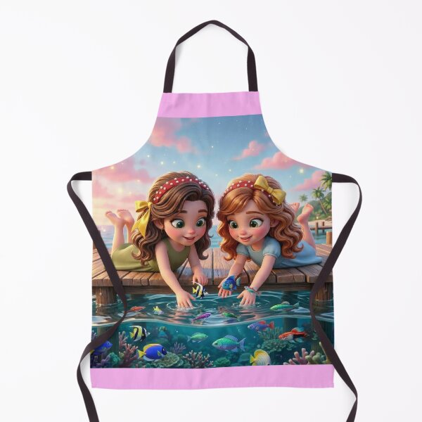 Item preview, Cute Girls Feeding Tropical Fish designed and sold by Azurart2.