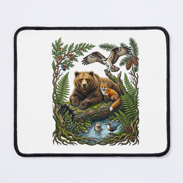 Item preview, Wild Forest Bear And Fox Eagle otter designed and sold by TeeARTHY.