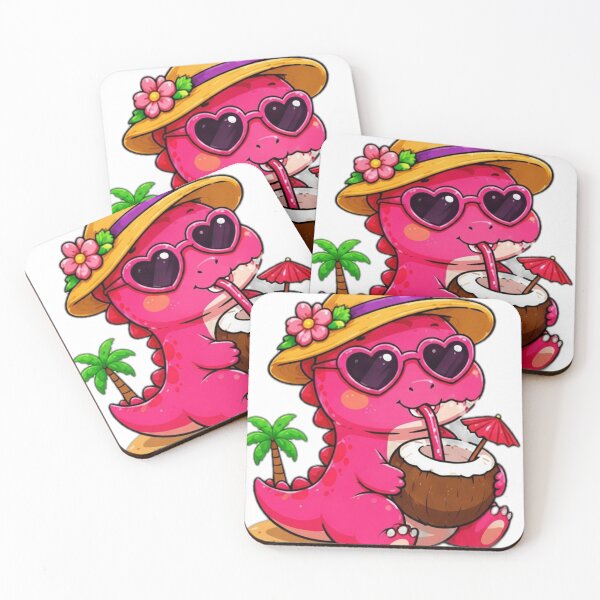 Item preview, Cute Summer Dinosaur Drinking Coconut designed and sold by DailyDoodlesBySumbul.
