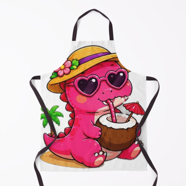Aperçu de l'œuvre Cute Summer Dinosaur Drinking Coconut créée et vendue par DailyDoodlesBySumbul.