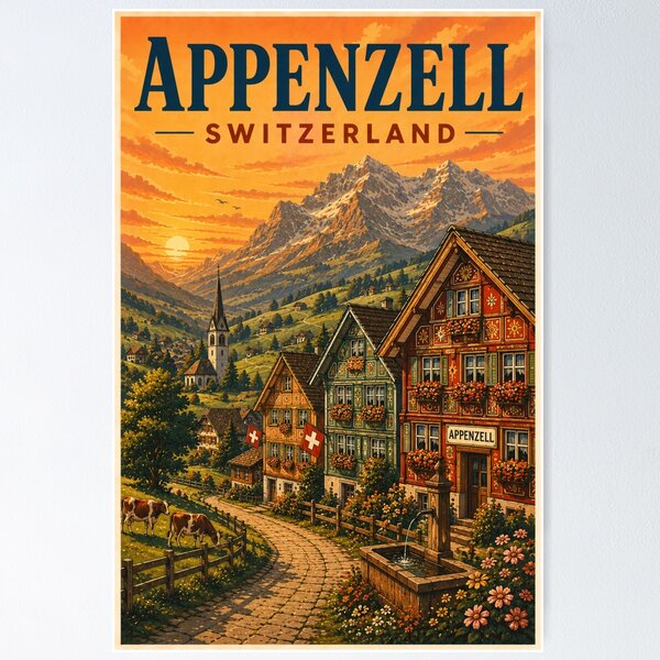 Item preview, Appenzell Swiss Village Poster designed and sold by TravelScape Studio.