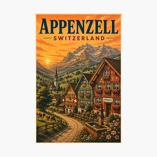 Item preview, Appenzell Swiss Village Poster designed and sold by TravelScape Studio.